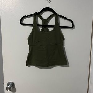 Army green Lululemon cropped racer back tank